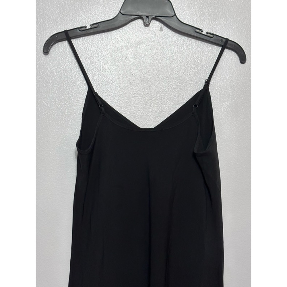 Allsaints Slip Dress Women's 00 Black Solid Knee Length V Neck Minimalist New - Picture 6 of 9